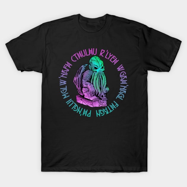 Cthulhu Idol Cosmic Colors T-Shirt by absolemstudio